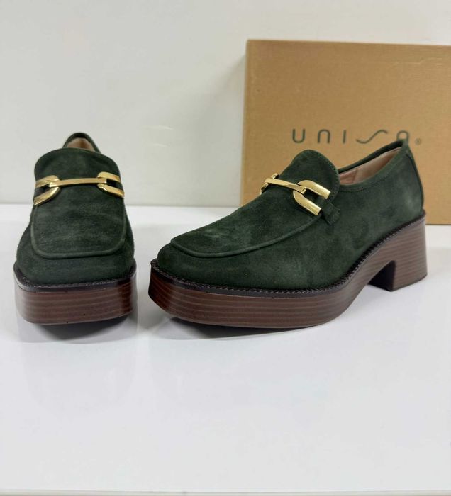 Unisa Green Dark Loafers Leather