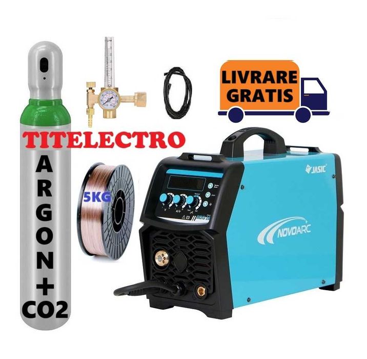 Novo Mig 180 Jasic Aparat sudura + tub 8L PLIN corgon + ceas + sarma