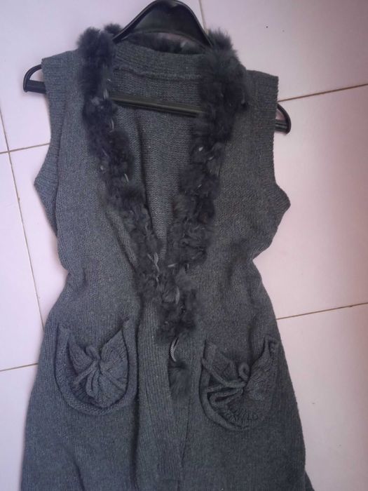 Дамска жилетка вълна и естествен косъм