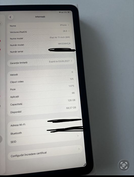 iPad Air 11” M4, 128 GB, 8GB RAM, Wi-Fi – Starlight
