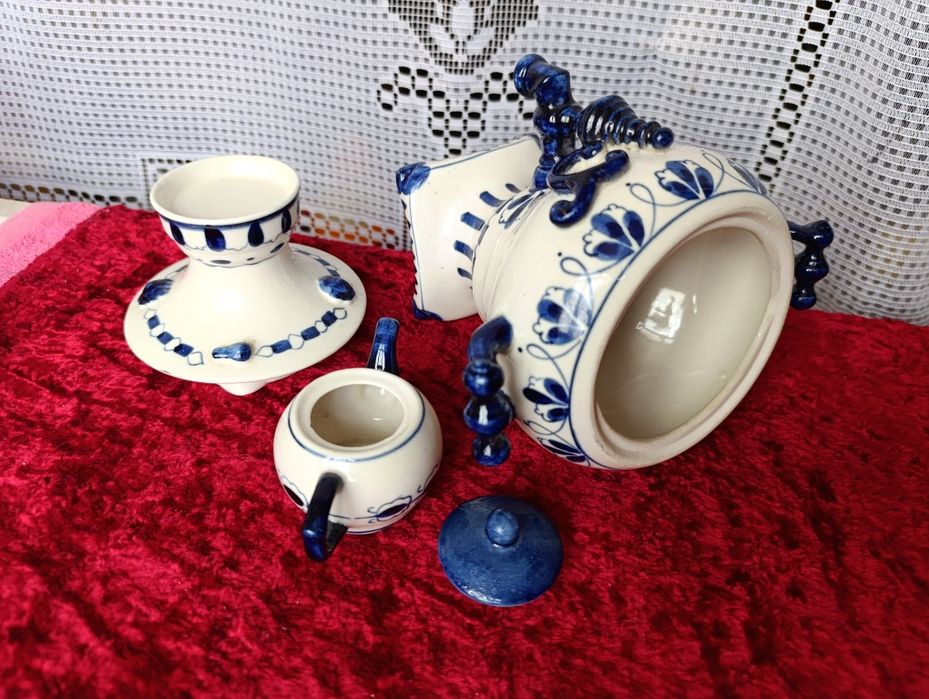 Гжель СССР самовар и тарелочка