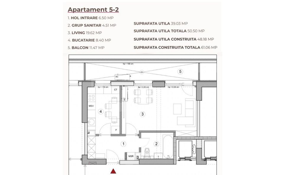 Studio 50.50 mp intr-un ansamblu cu 0% Comision la Achizitie