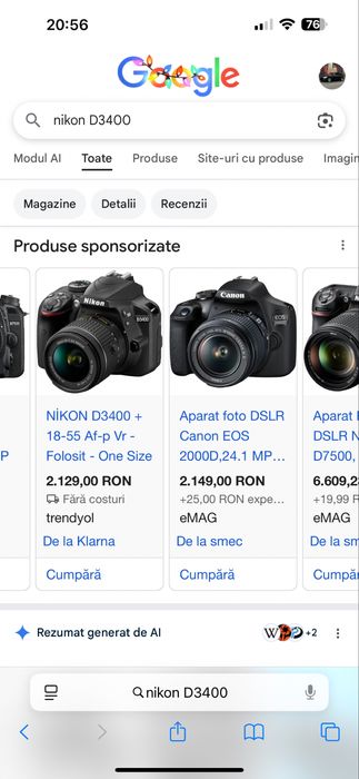 Nikon D 3400 nefolosit !