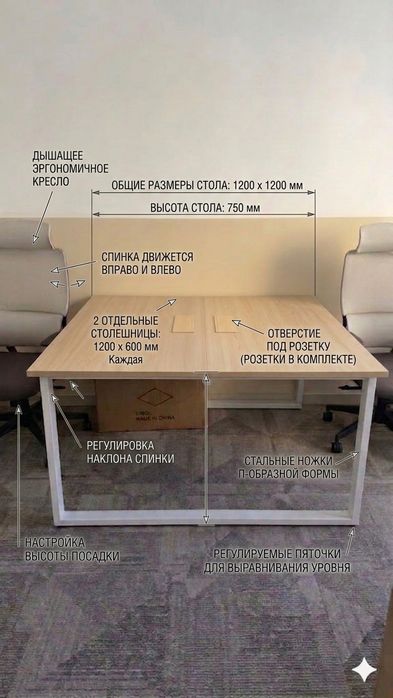 Стол офисный 120х120