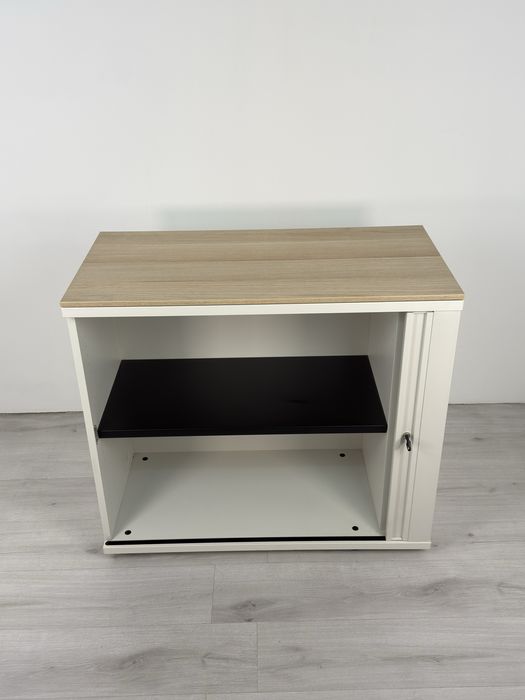 Офисен шкаф етажарка за папки и други нужди с ролетна щора обзавеждане