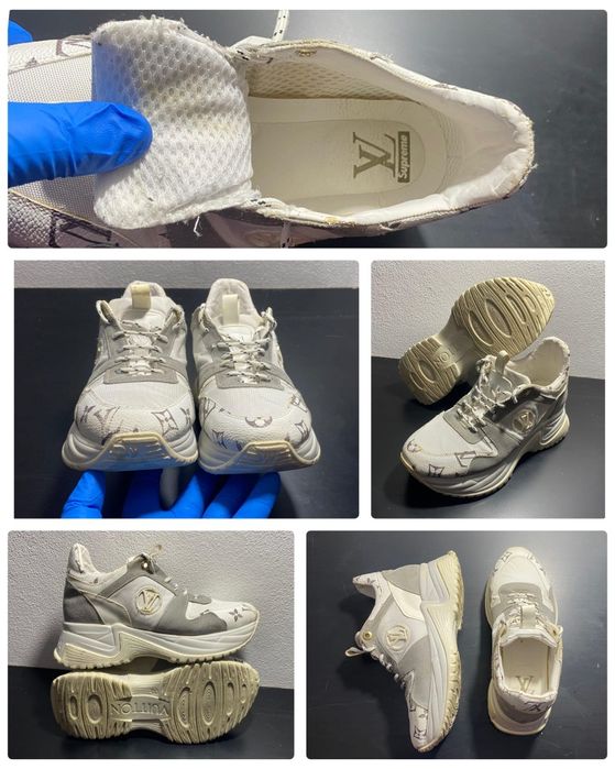 Adidasi Louis Vuitton beige gold monogram denim run 55 sneakers, Nr 36