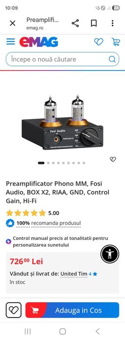 Preamplificator Phono MM, Fosi Audio, BOX X2
