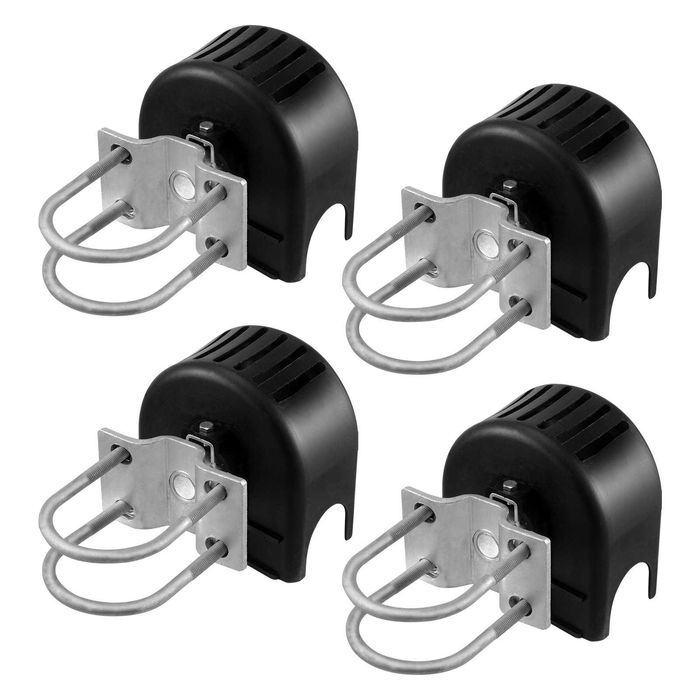 Kit feronerie poarta culisanta autoportanta, 4 roti sina cu canal in U si capace, otel heavy duty, role nylon silentioase, negru