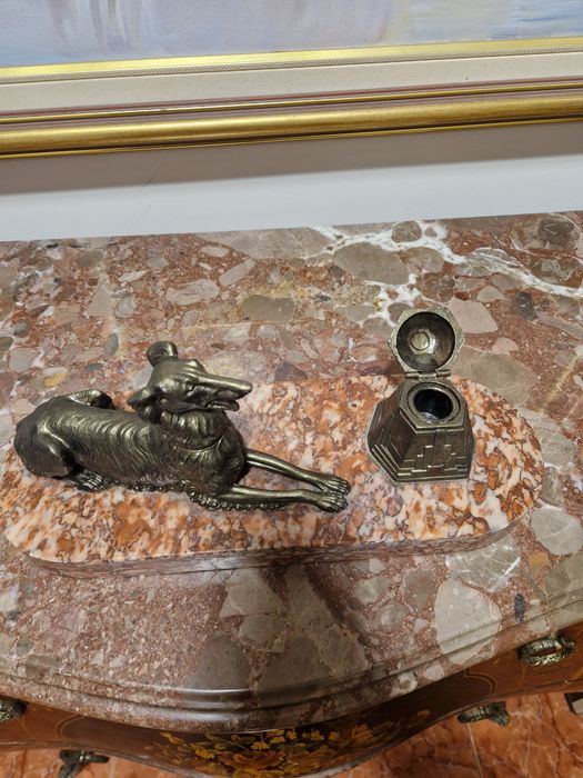 Страхотна антикварна френска фигурална мастилница