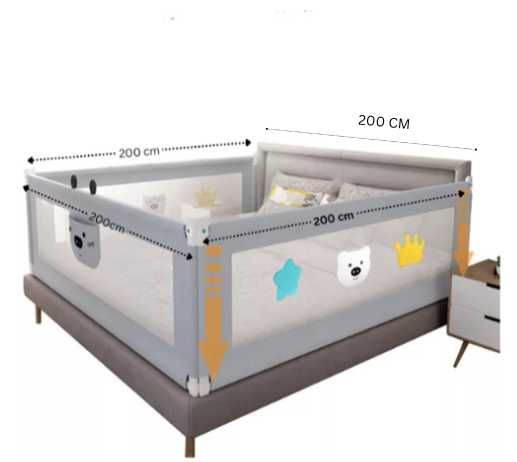 Set 4 bariere protectie culisante pentru pat, inaltime reglabila