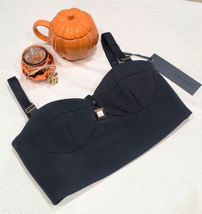 Дамско бюстие кроп топ Junona Юнона черна риза широк панталон