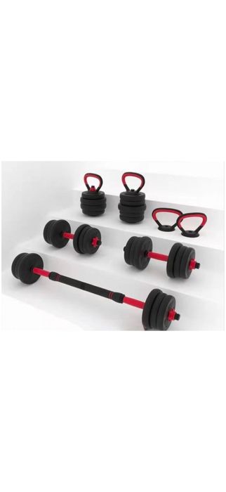 Set Gantera reglabila kettlebell FitTronic 6 in 1 de 40 kg, cu o multitudine de combinatii posibile