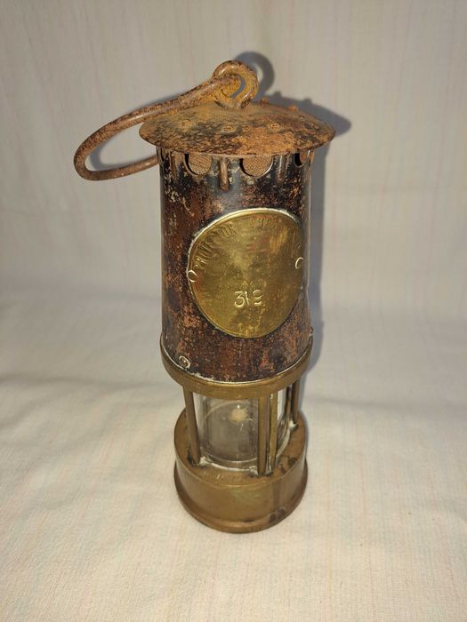 lampa miner bronz foarte veche