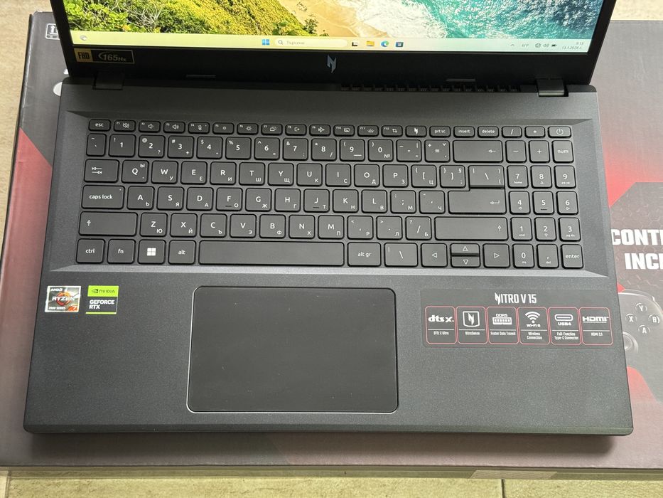 Acer Nitro V15/15,6” инча/8-ядрен Ryzen 7/16GB RAM/512GB SSD/NVIDIA