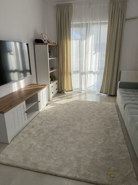 Covor, fir scurt, alb murdar, 170x240 cm