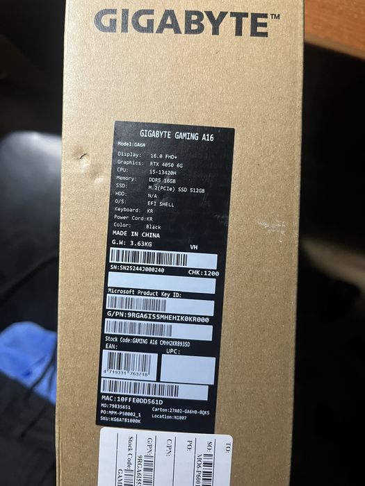 Gigabyte gaming a16