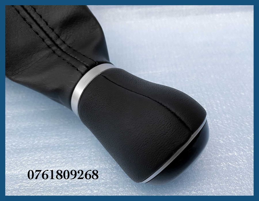 Manson schimbator + nuca piele + rama argintie VW Golf 7 cu 5 trepte