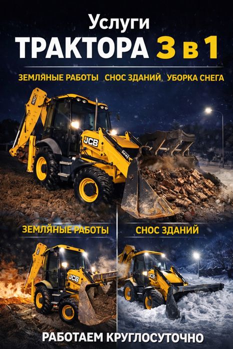 Трактор 3 в 1 (экскаватор - погрузчик)