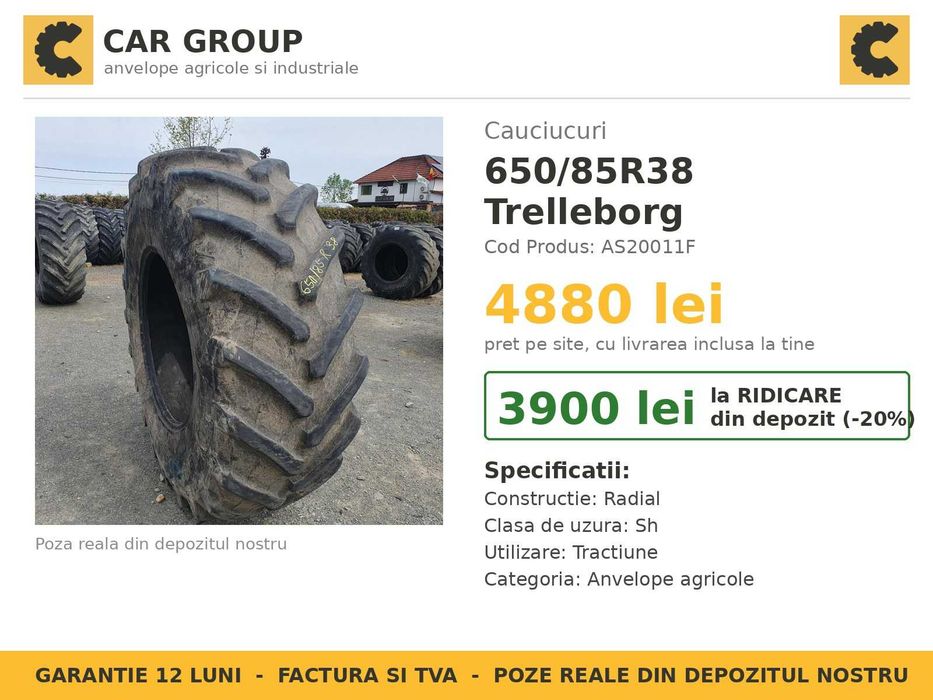 Cauciucuri 650/85R38 Trelleborg Anvelope Combina SH REDUS Livrare