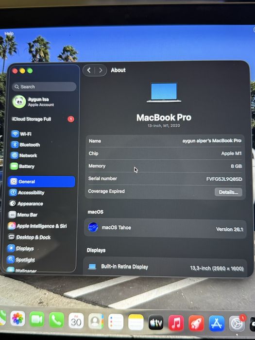 Macbook pro M1 Ram 8gb SSD 256