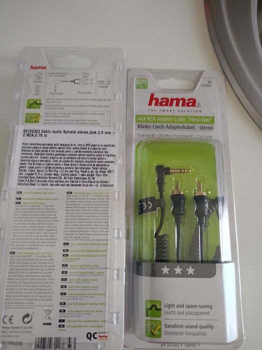 Vând cablu adaptor pentru amplificator cu mufa jack,nou nouț , calitat