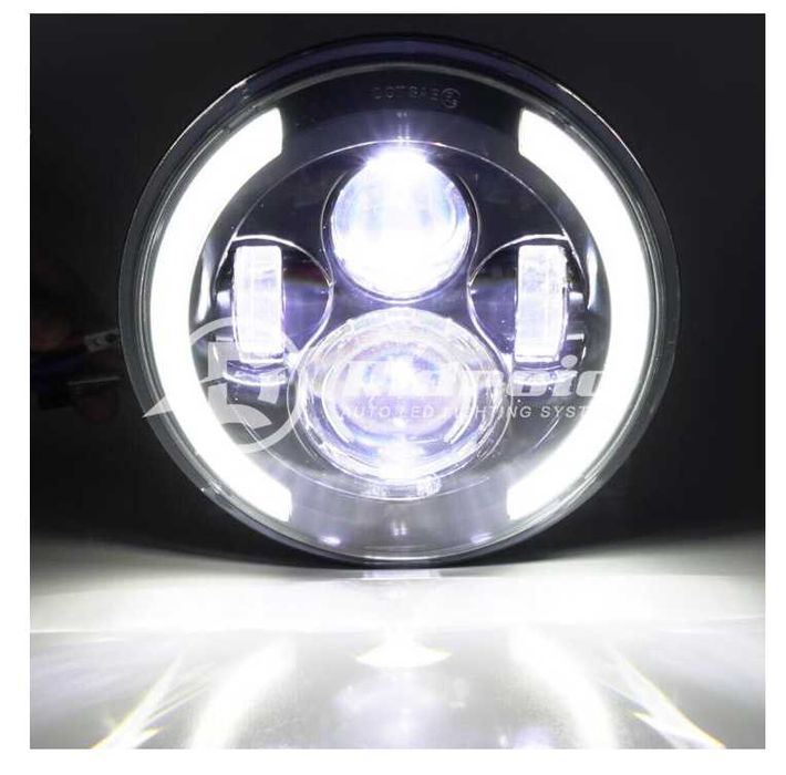 К-т Кръгли LED фарове 7" 70W H4 букса, къси, дълги, дневни и мигач