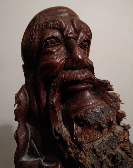 Sculptura in radacina de bambus veche/ Intelept / China/ Piesa Unicat
