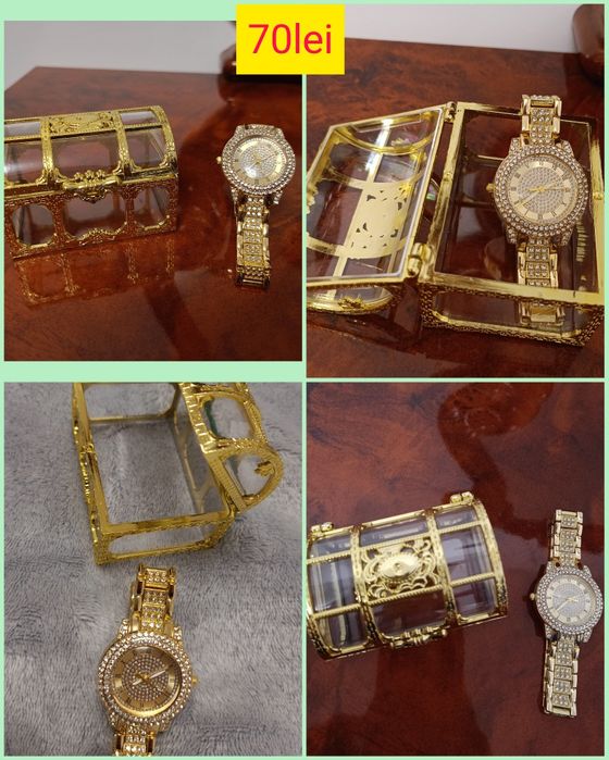 Ceas damă auriu și cutiuță depozitare, NOI