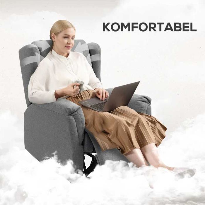 HOMCOM Фотьойл с регулируем и поставка за крака, накланяне на 160°