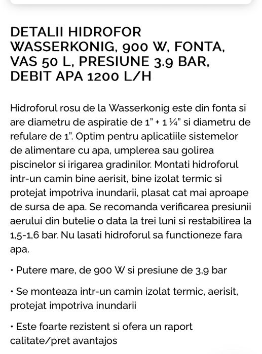 Vand hidrofor fonta vas 50 l