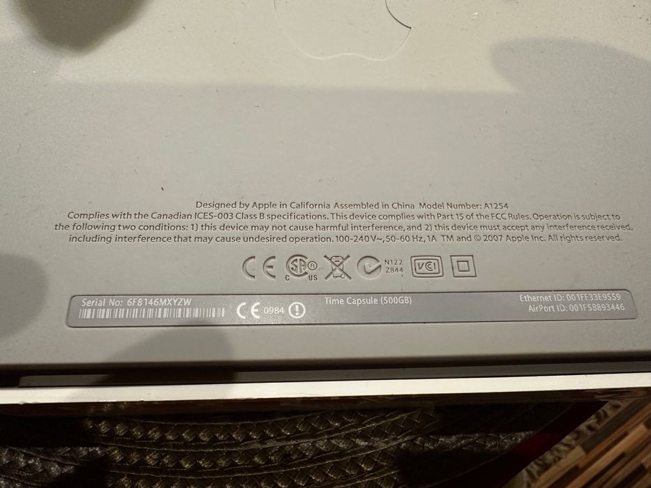 Apple Time Capsule 500 GB A1254