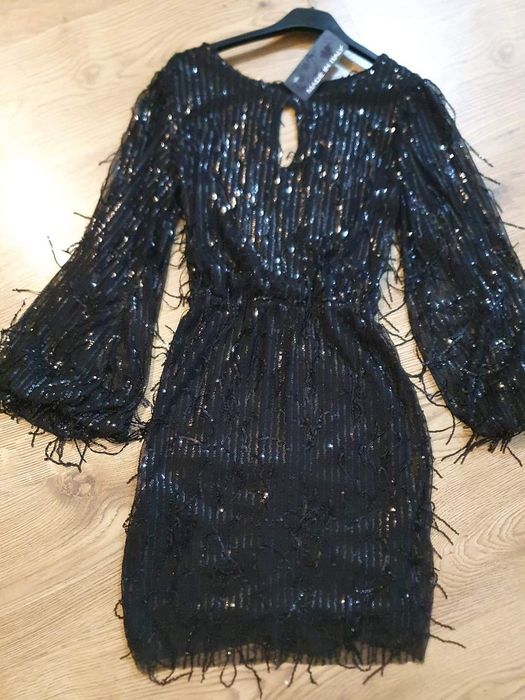 Rochii ocazie paiete mas S multicolor negru argintiu