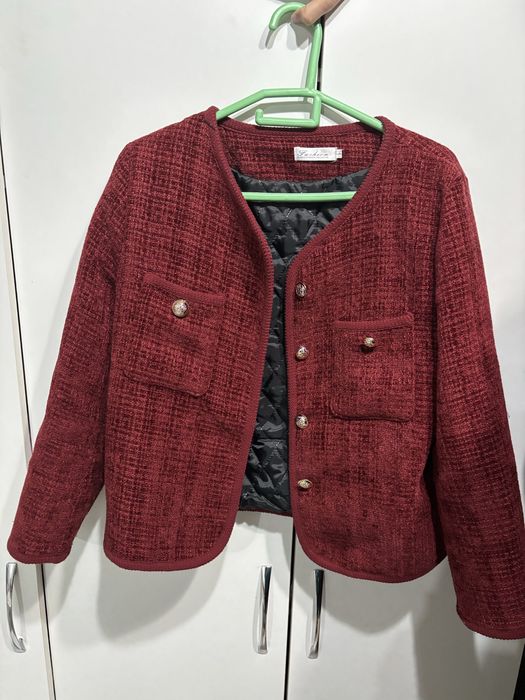 Пиджак бордовый твидовый