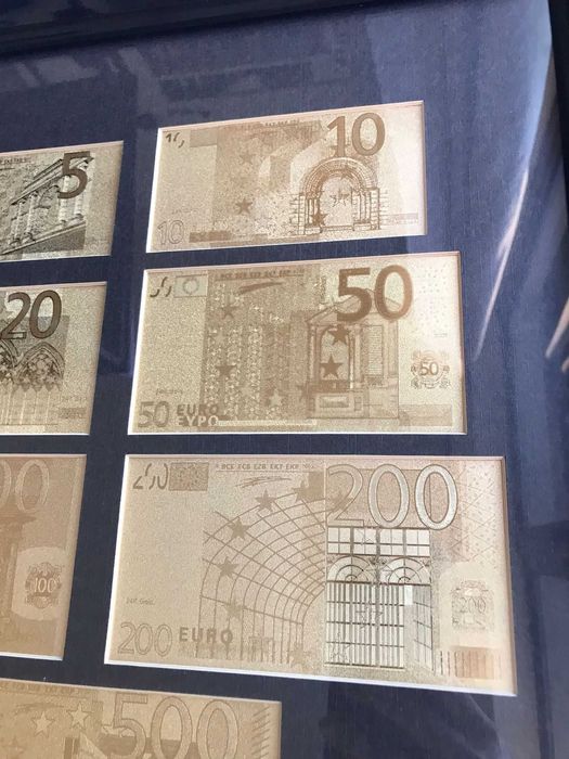 Tablou exclusivist cu bancnote Euro din folie de aur