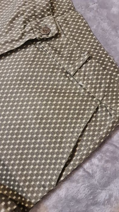 Pantaloni dama, drepti/clasici, formal/casual, imprimeu elegant, bumba