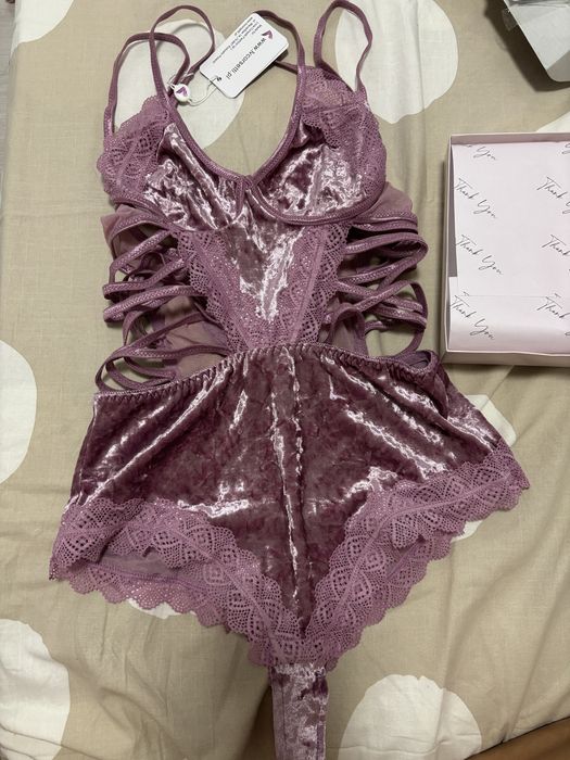 Body sexy Magrin din catifea roz, marimea S-M