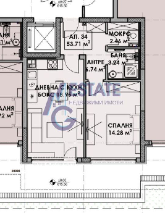 Южен Двустаен апартамент в Атлетик Резиденс