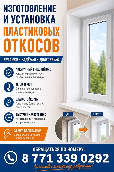 Изготовление и установка пластиковых откосов