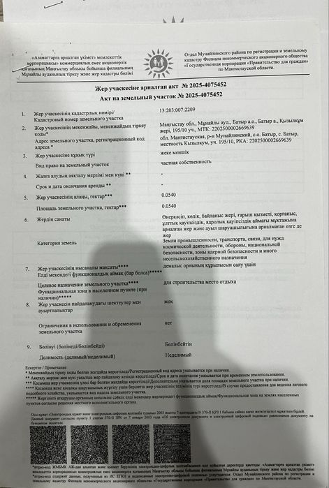 Ассалаумағаликум жер сатылады