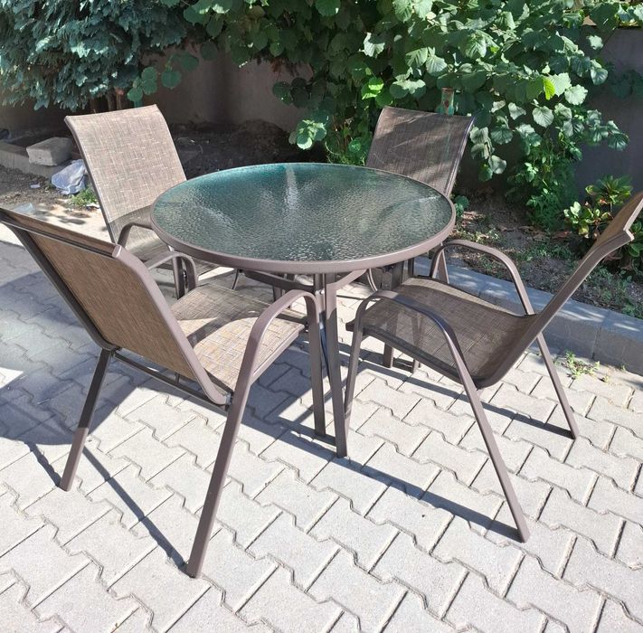 Set Mobilier Masa Rotunda+4 Scaune Terasa/Gradina JGX-062