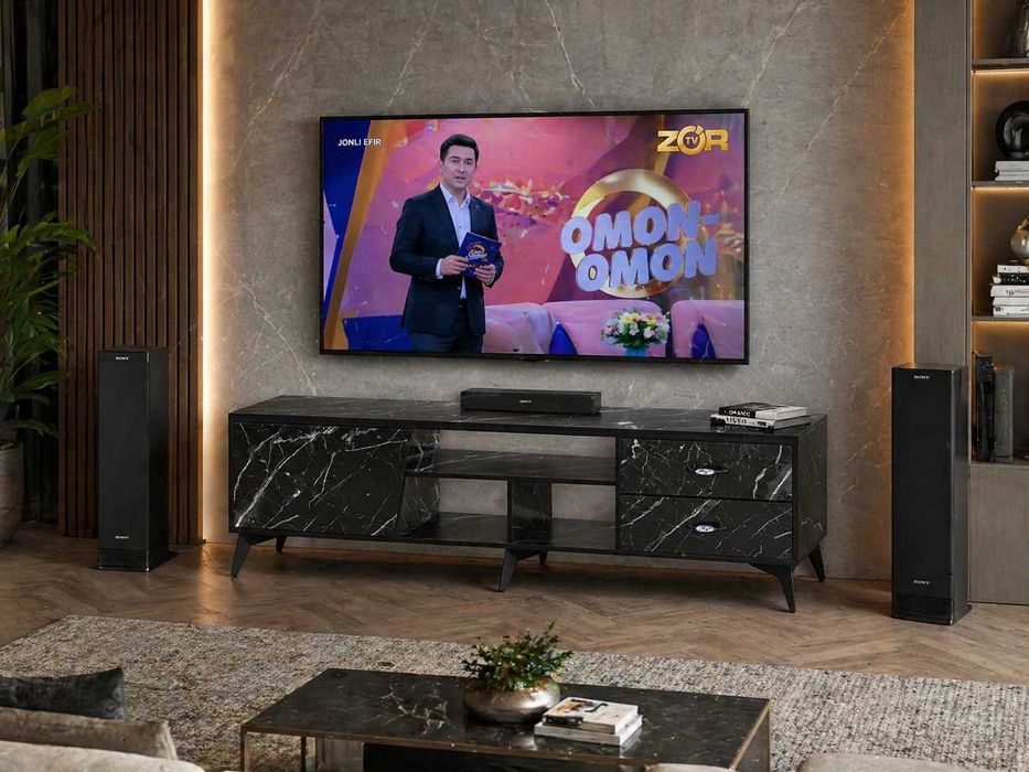 Тумба под телевизор Homer Black, TV uchun tumbi zamonaviy dizayn