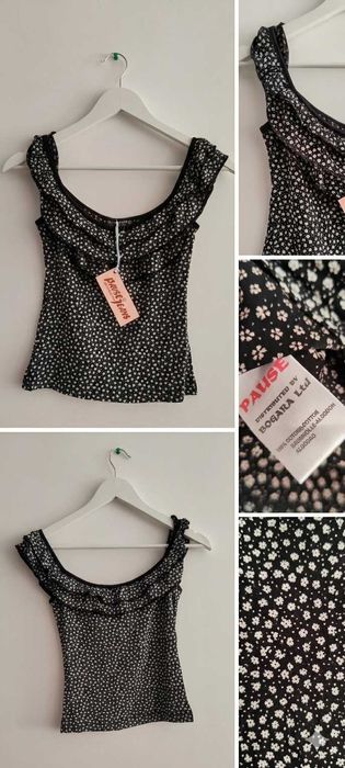 Нов памучен потник Pause Jeans (с етикет) - черен