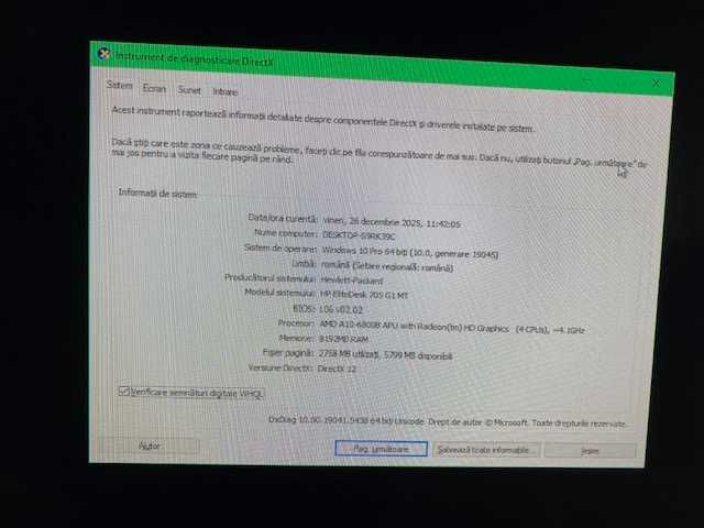 Calculator HP EliteDesk 705 G1 AMD A10  8GB RAM  SSD + HDD |Win 10 Pro
