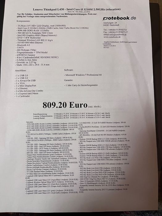 Lenovo ThinkPad L430 - за части