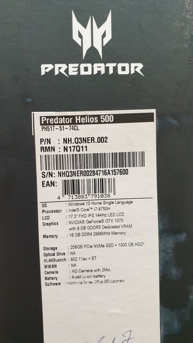 Срочно! Игровой монстр Acer Predator Helios 500 по отличной цене