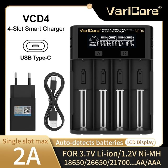 Încărcător VariCore VCD4 cu Afișaj Universal R3 R6 18650 26650  Nou