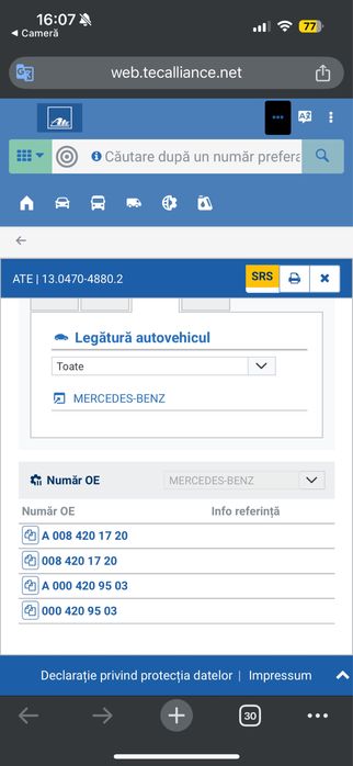 Placute frana mercedes c class 2015+