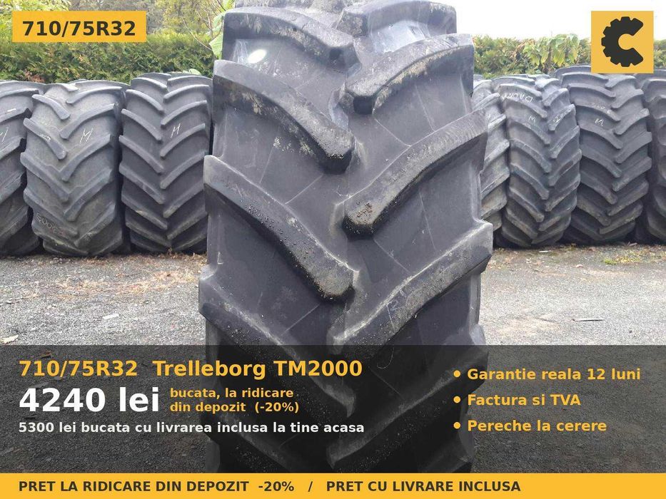 ANVELOPE 710/75R32 Trelleborg TM2000 Cauciucuri Combina Tractor Mare Claas John Deere Fendt SH GARANTIE Factura TVA Livrare