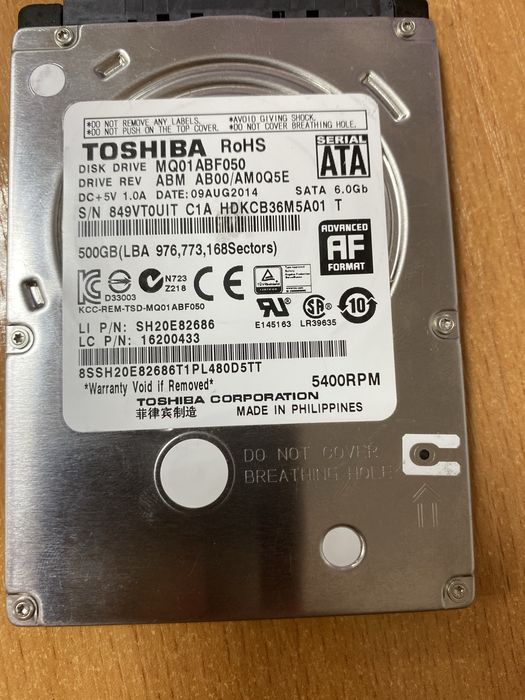 Жесткий диск Toshiba 500 GB SATA 2.5” наутбук