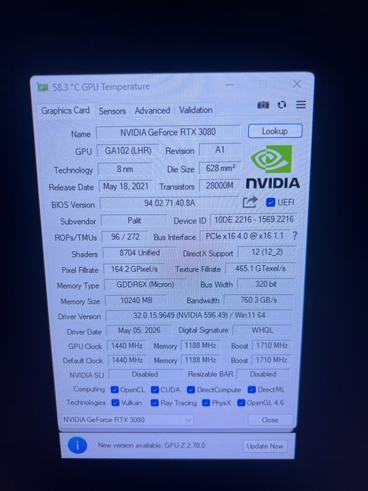 Продается видеокарта RTX 3080 Palit